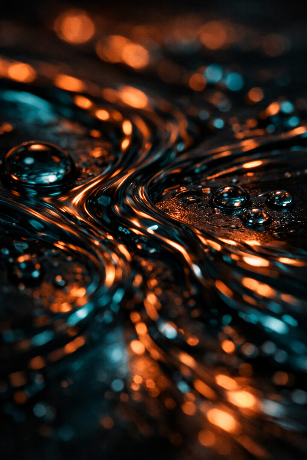 Teal water droplets close-up